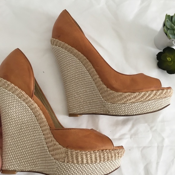 Rachel Zoe Leather Espadrille Rattan Wedges - Picture 5 of 8